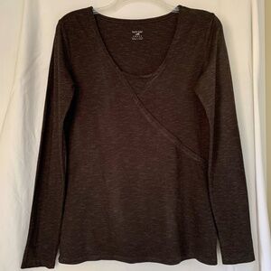 Horny Toad long sleeve organic cotton blend V neck wrap look tee shirt